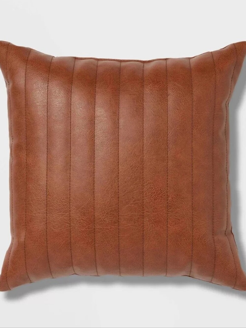 Square Faux Leather Channel Stitch Decorative Throw Pillow - Threshold